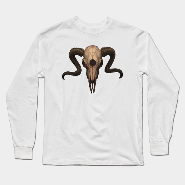 Lucifers Ram Skull Long Sleeve T-Shirt by Cleo Naturin